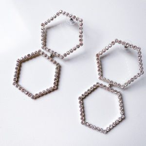 For Love and Lemons Celine Hexagon Crystal Earrings